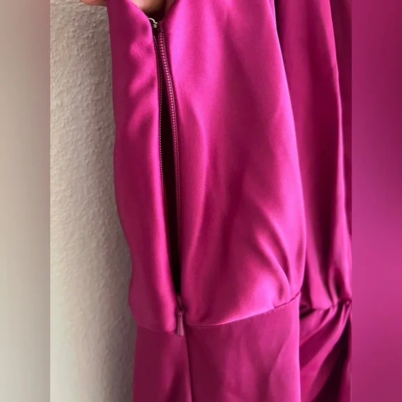 Mac Duggal One Shoulder Satin Faux Warp Gown in Berry